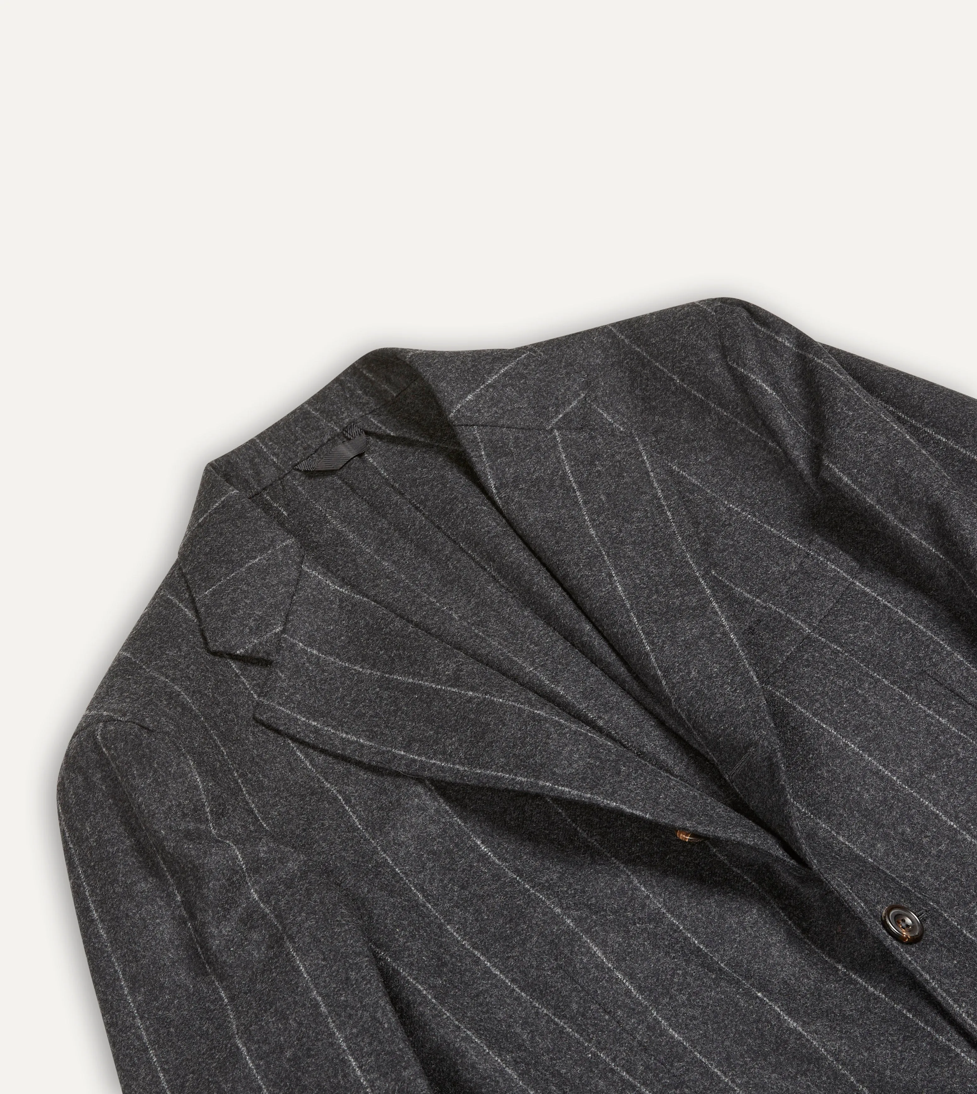 Grey Chalkstripe Wool Flannel Tailored Jacket